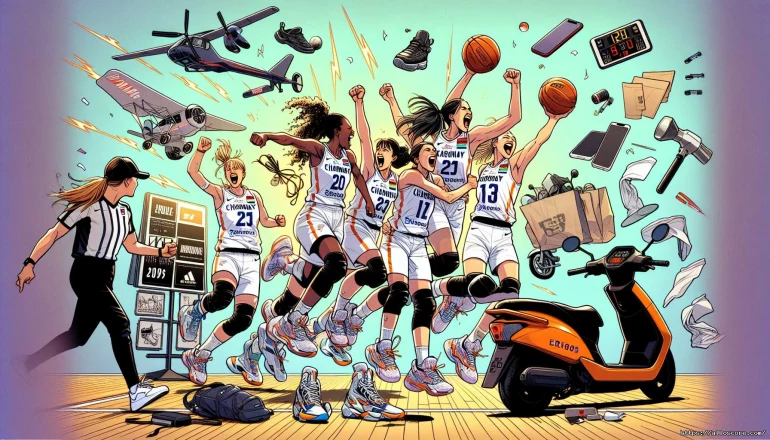 Équipe féminine de basketball en célébration