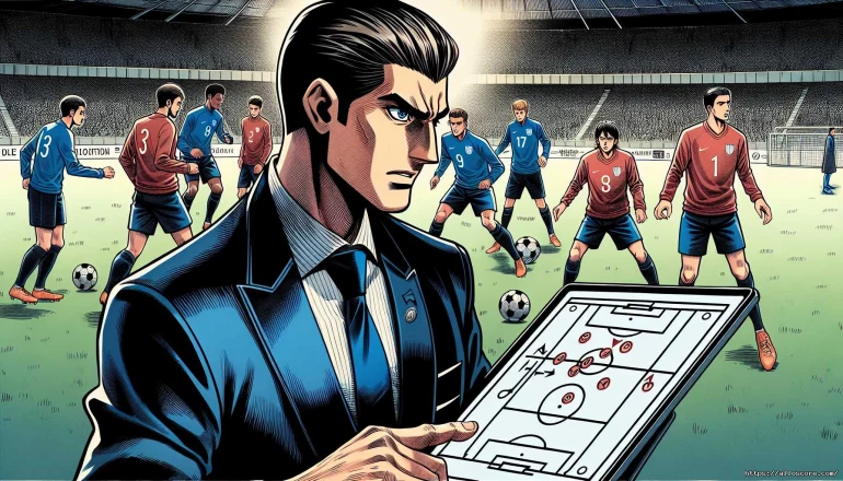 Entraîneur de football anime tactique match