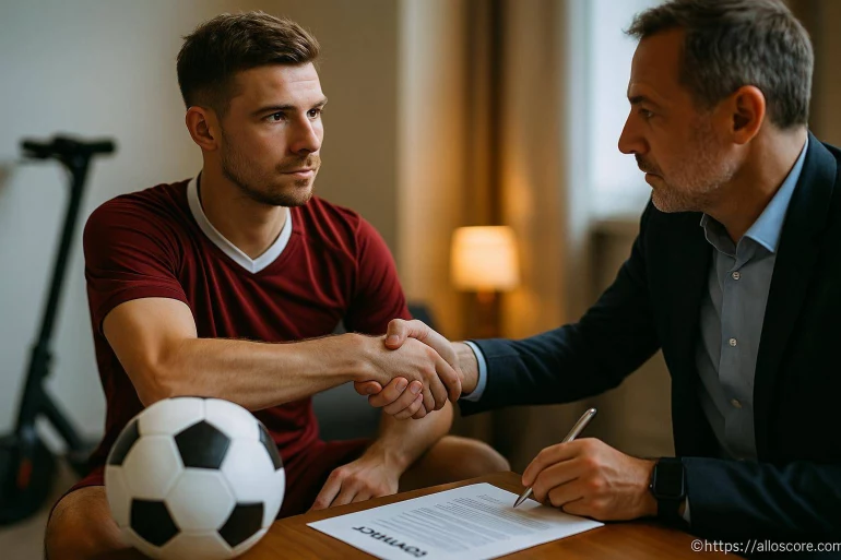 Joueur de football signe contrat avec agent