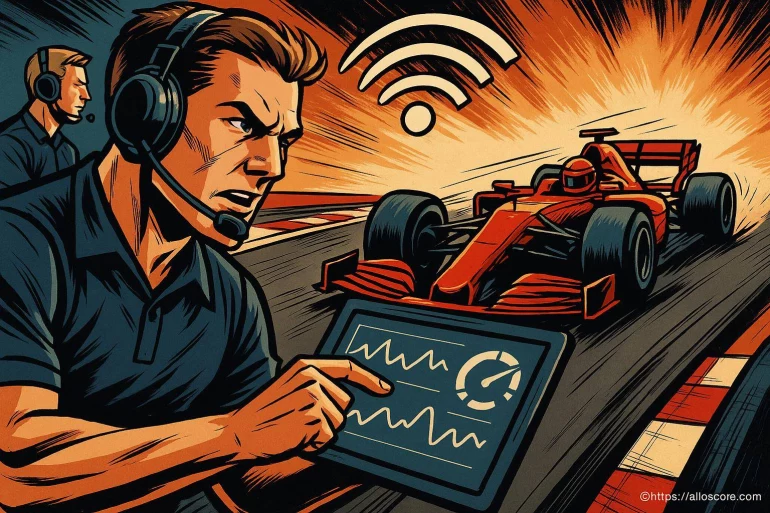 Ingénieur de course surveillant une monoplace