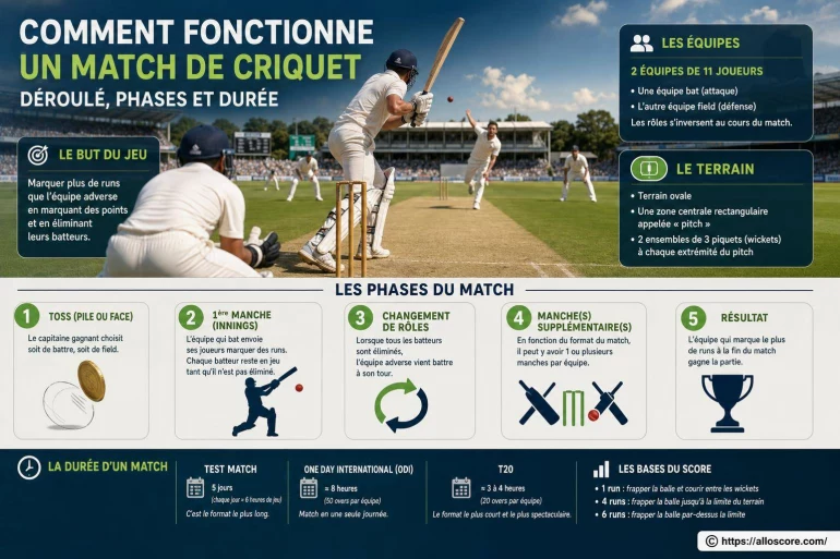 Comment fonctionne un match de criquet : déroulé, phases et durée ?