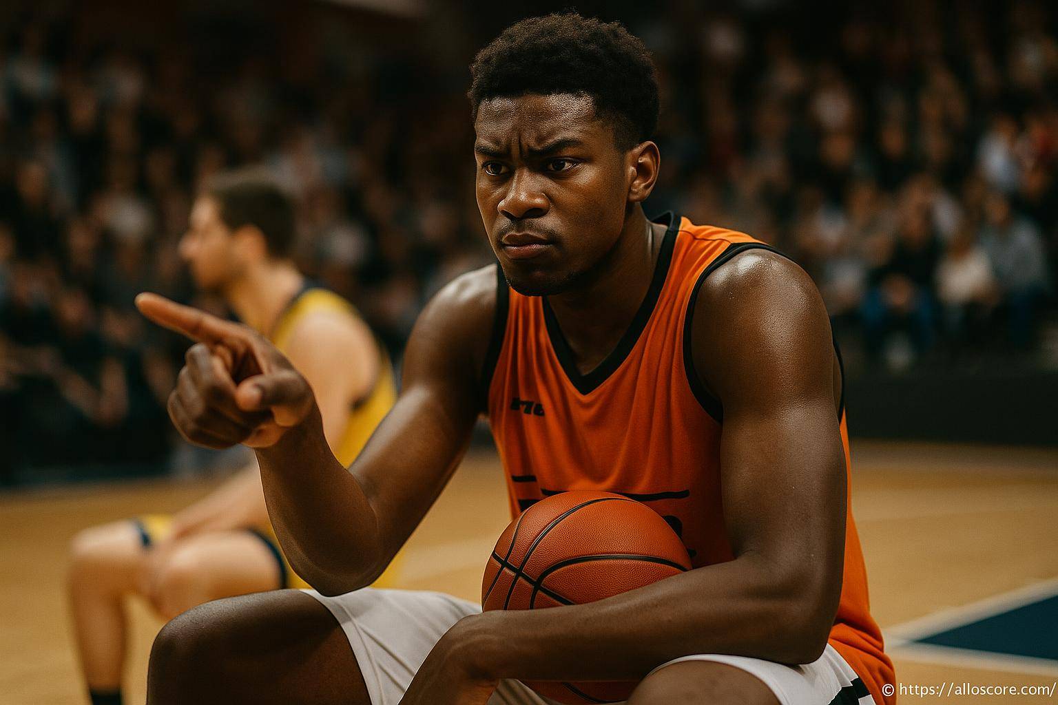 Joueur de basketball concentré en match
