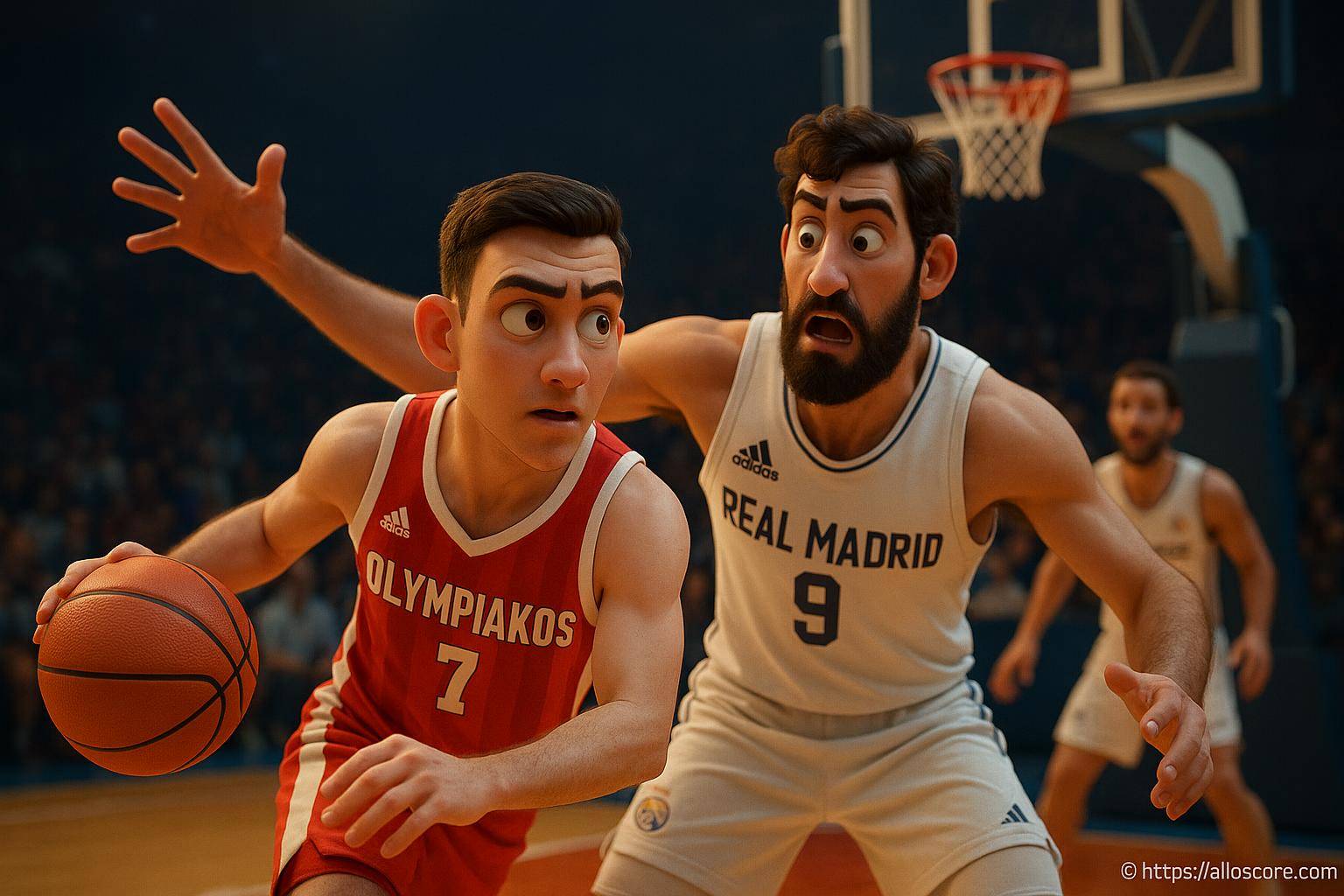 Joueurs de basketball animation match intense