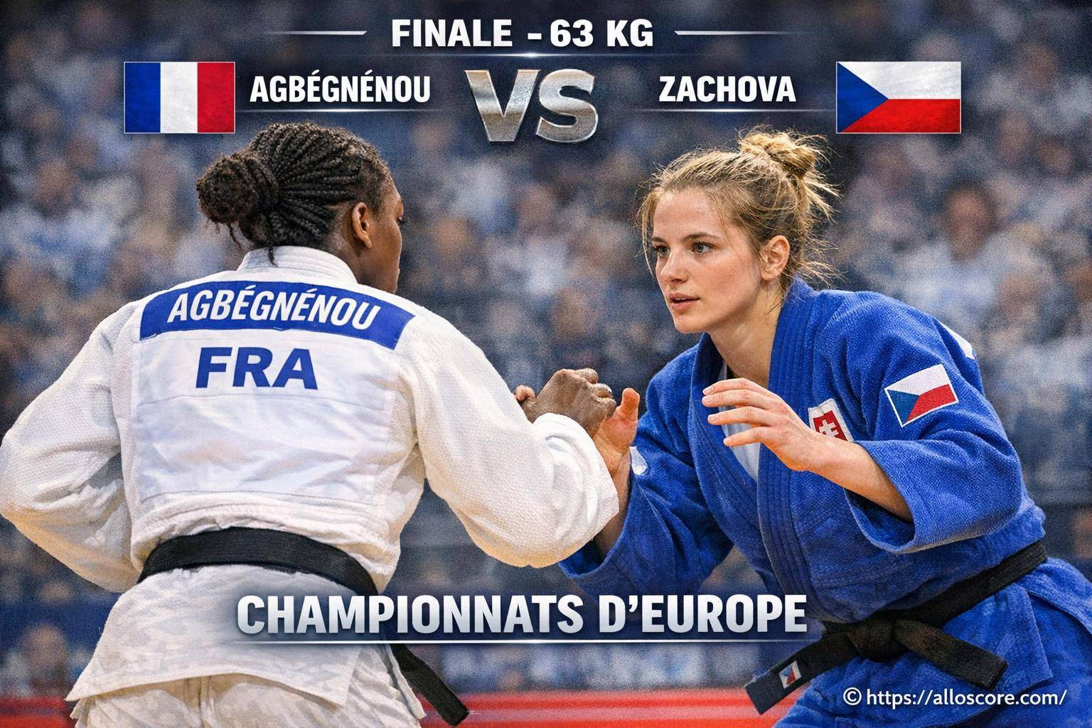 Clarisse agbégénéou en finale des -63 kg face à renata zachova aux championnats d'europe